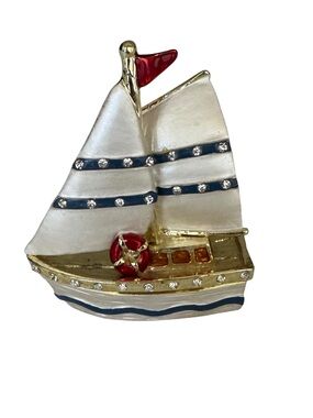 SailBoat Trinket Box With Rhinestones